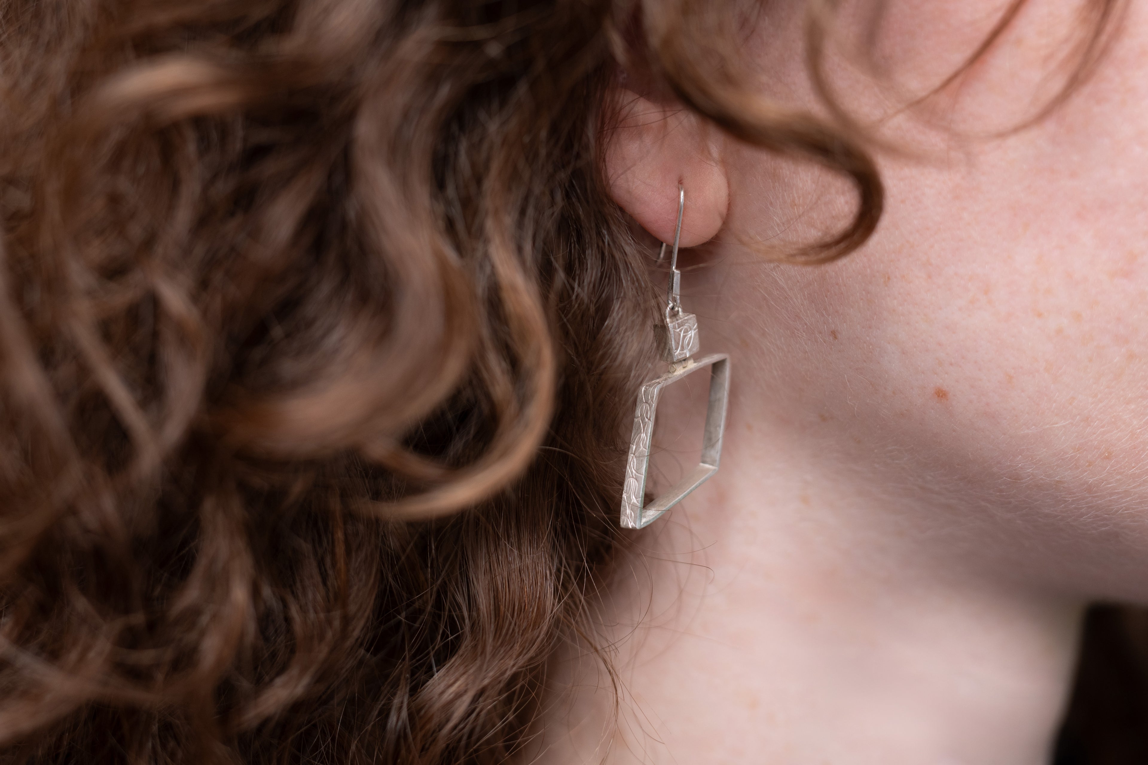 Box and Diamond shaped hook earrings