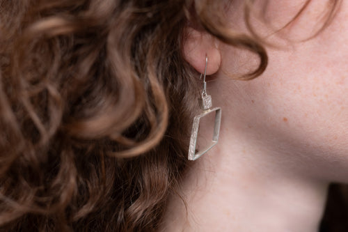 Box and Diamond shaped hook earrings